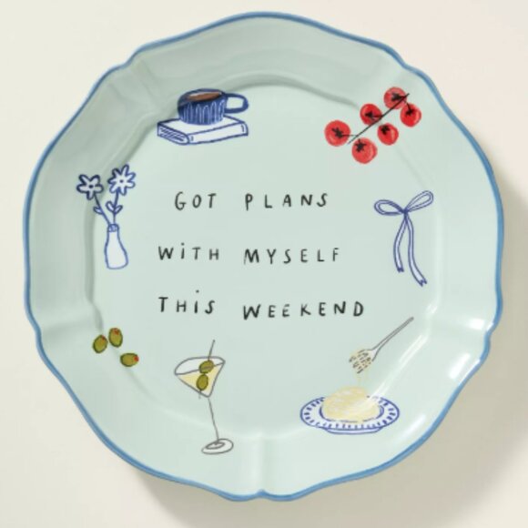 2 Anthropologie Plans with Myself Stoneware Dessert Plates Whimsical Butterflies - Picture 1 of 2